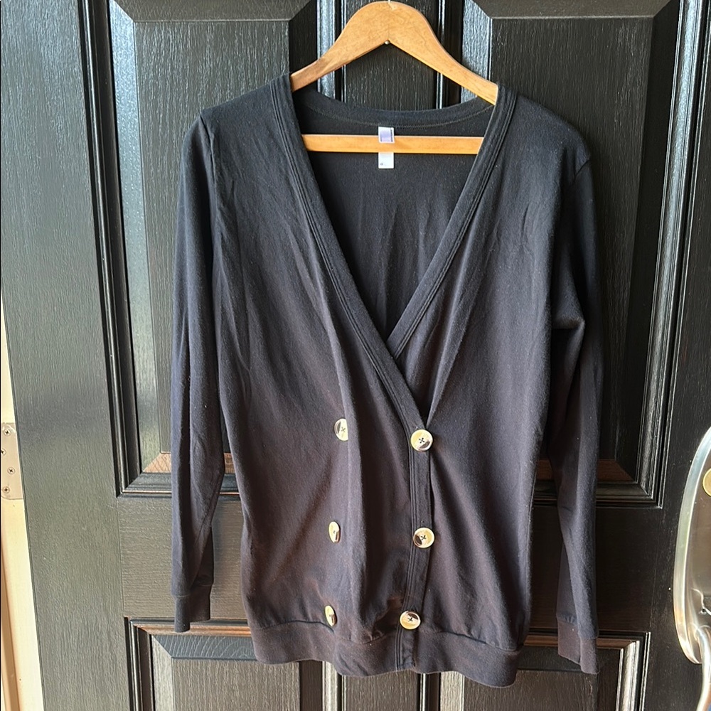 Vintage American Apparel Black Double-Breasted Cardigan